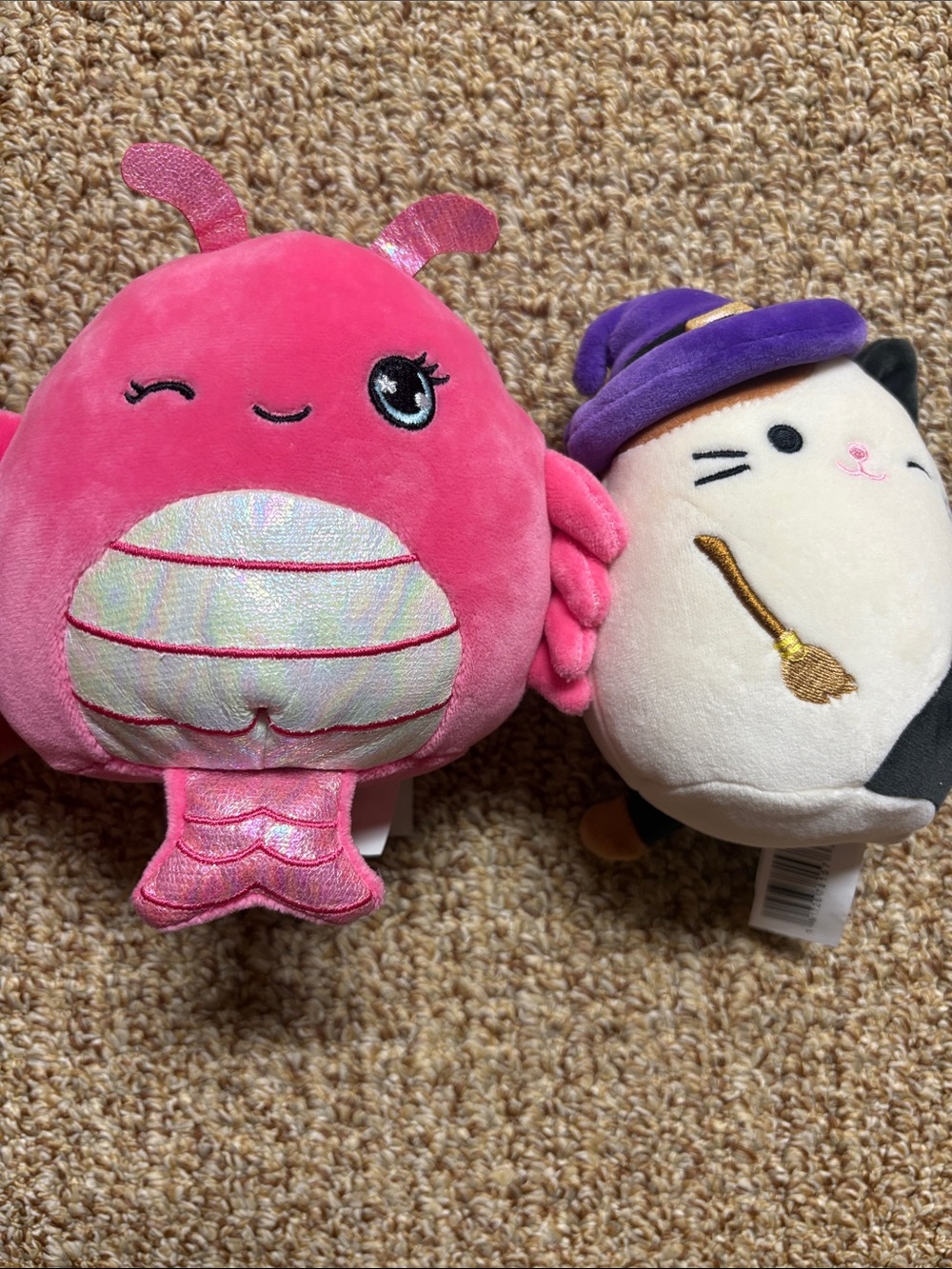 Squishmallow Cat Halloween Witch 5” 2022 release and Pink Shrimp